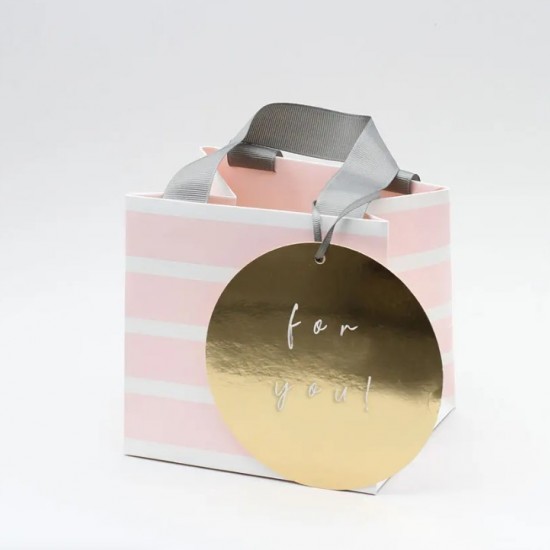 Pink stripe mug gift bag GB09