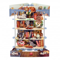 Kitten bookcase 3D Swinging card SC218