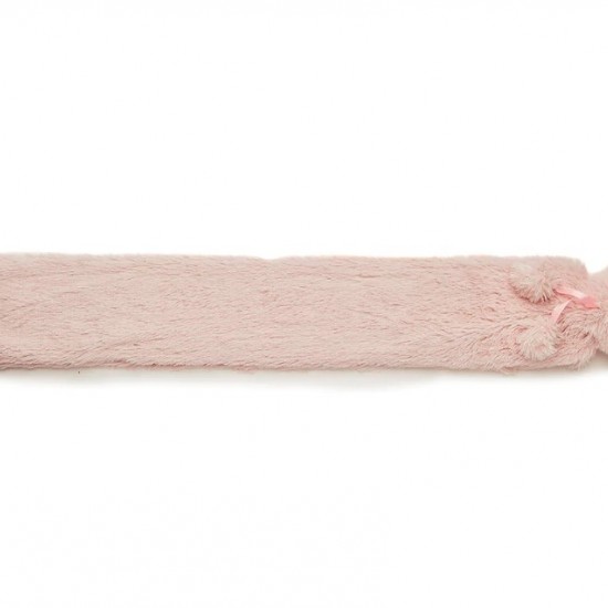 Pink fur long hot water bottle