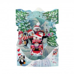 Sledging penguins 3D christmas swing card XSC206