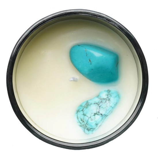 Celestial Gemstone Candle 200g with Turquenite Gems - Ephemeral Breeze