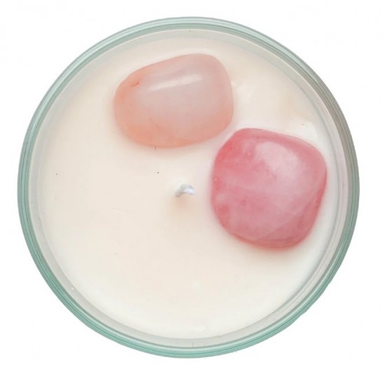 Celestial Gemstone Candle 200g with Rose Quartz - Blossoming Bliss