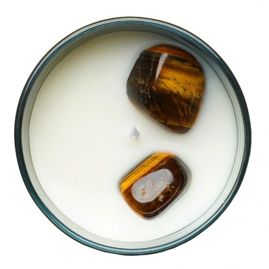 Celestial Gemstone Candle 200g with Tigers Eye - Aromatic Bazaar