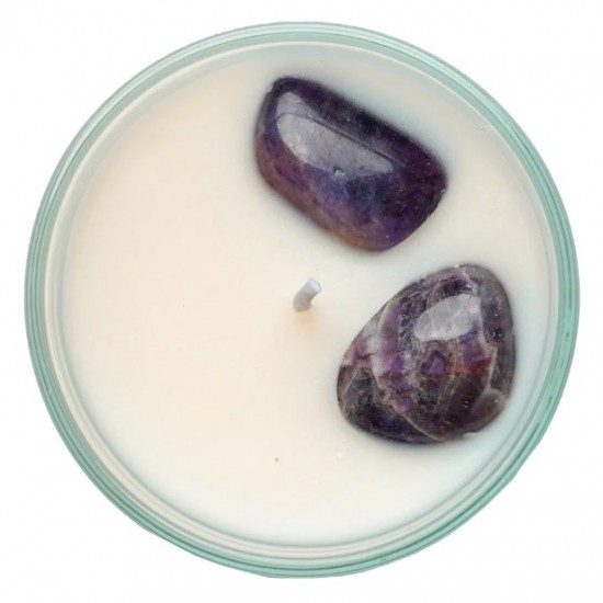 Celestial Gemstone Candle 200g with Amethyst Gems - Distant Daydreams