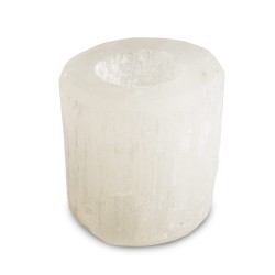 White selenite tealight holder