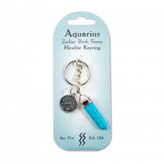 Zodiac keyring Aquarius- Howlite