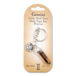 Zodiac keyring Gemini- Gold tiger eye