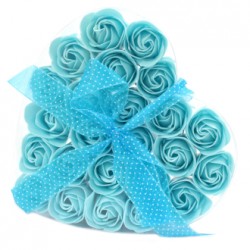 Soap Flowers Heart gift box 24 Blue Roses