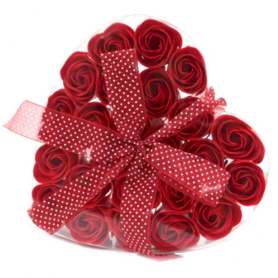 Soap Flowers Heart gift box 24 Red Roses