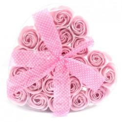 Soap Flowers Heart gift box 24 Pink Roses