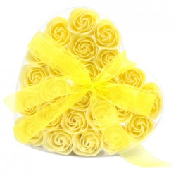 Soap Flowers Heart gift box 24 Yellow Roses