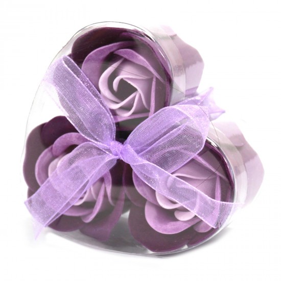 Soap Flowers Heart gift box 3 Lavender Roses