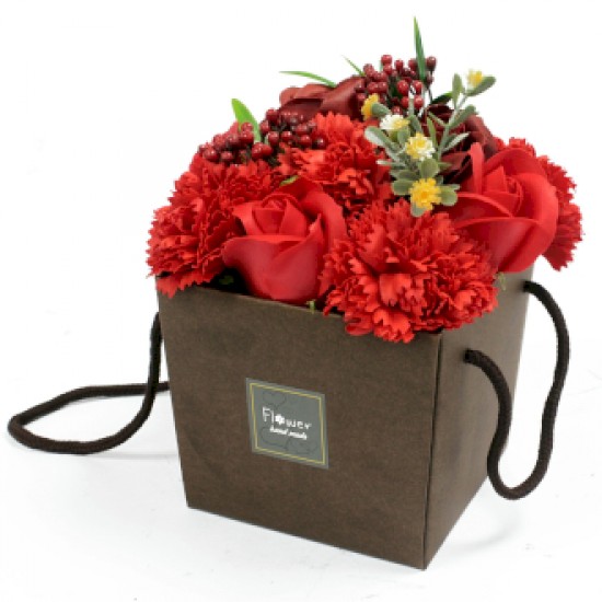 Soap Flowers Bouquet Box Red