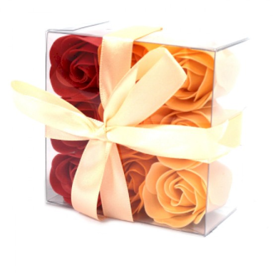 Soap Flowers 9 peach roses in gift box