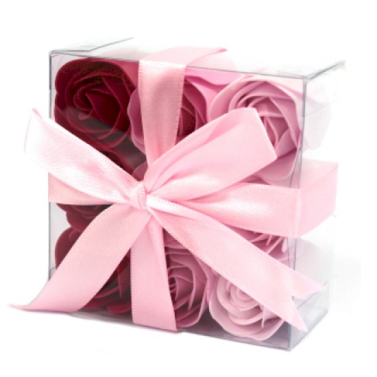 Soap Flowers 9 pink roses in gift box