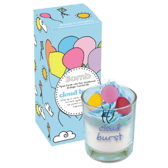 Cloud burst piped candle in box